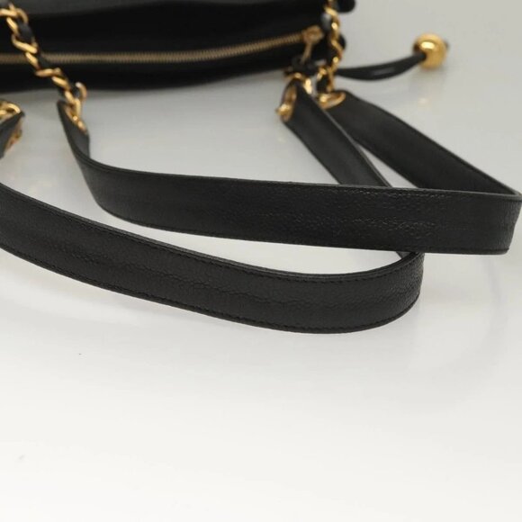 CHANEL COCO Mark Chain Shoulder Bag Grained Calf Skin Black Gold CC Auth 132292 - Picture 8 of 16